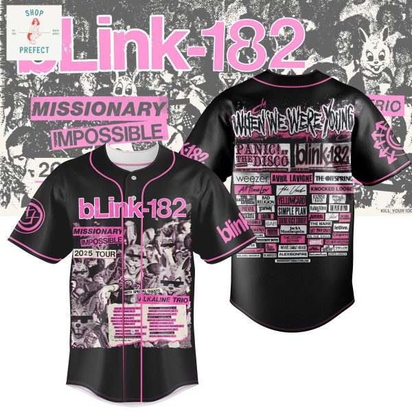 Blink 182 Missionary Impossible 2025 Tour Baseball Jersey
