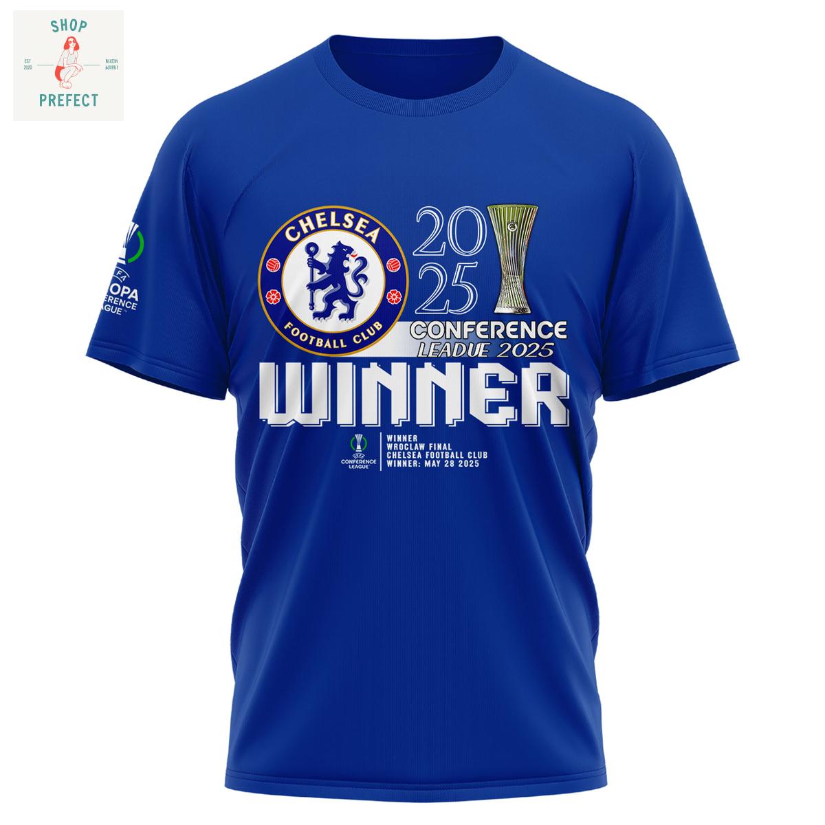 Chelsea FC 2025 Europe UEFA Conference League Champions Hoodie T Shirt Chelsea FC 2025 Europe UEFA Conference League Champions Hoodie T Shirt