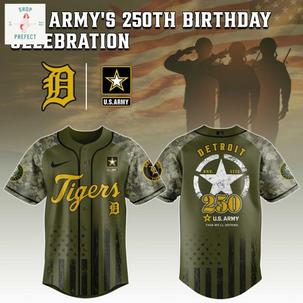 Detroit Tigers MLB US Army’s 250th Anniversary Baseball Jersey