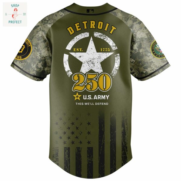 Detroit Tigers MLB US Army’s 250th Anniversary Baseball Jersey
