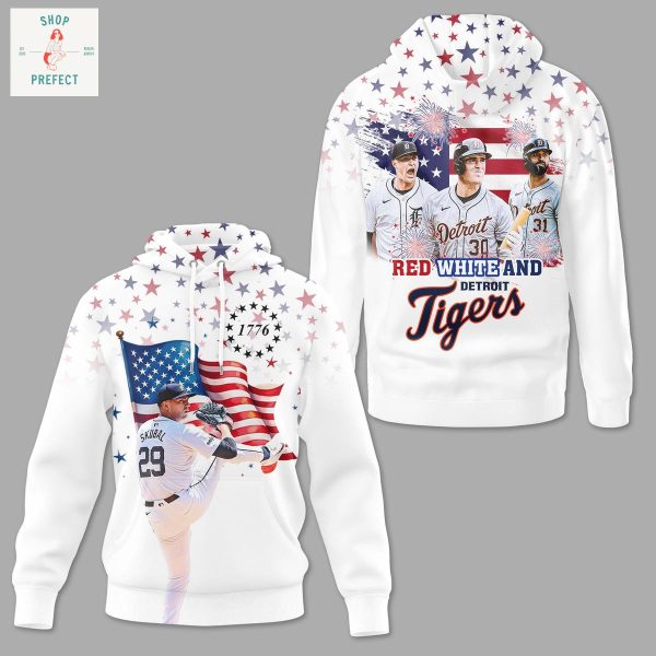 Detroit Tigers Red White Happy 4th Of July Hoodie T Shirt