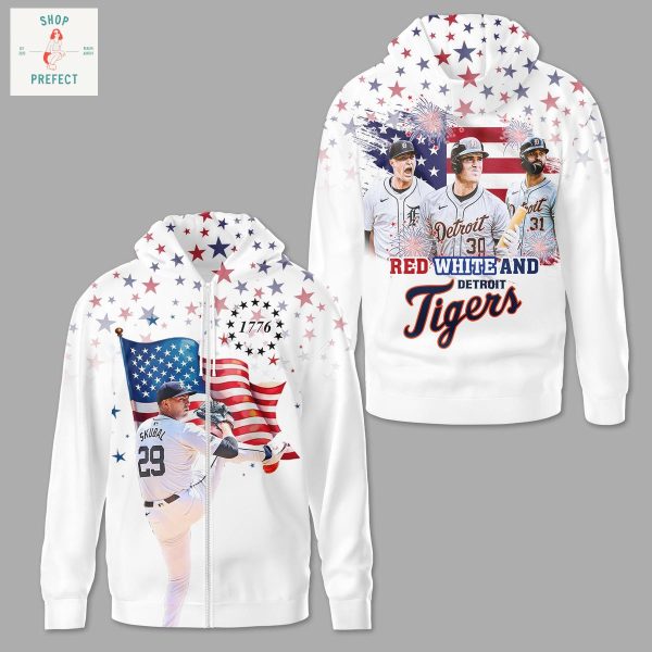 Detroit Tigers Red White Happy 4th Of July Hoodie T Shirt