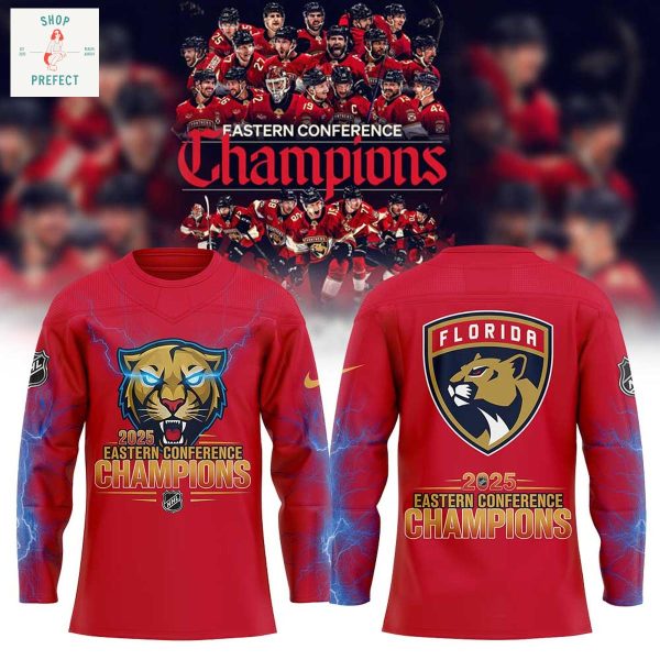 Florida Panthers Eastern Conference Champions 2025 Red Hockey Jersey