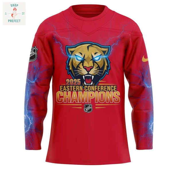 Florida Panthers Eastern Conference Champions 2025 Red Hockey Jersey