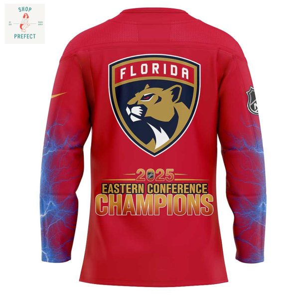 Florida Panthers Eastern Conference Champions 2025 Red Hockey Jersey