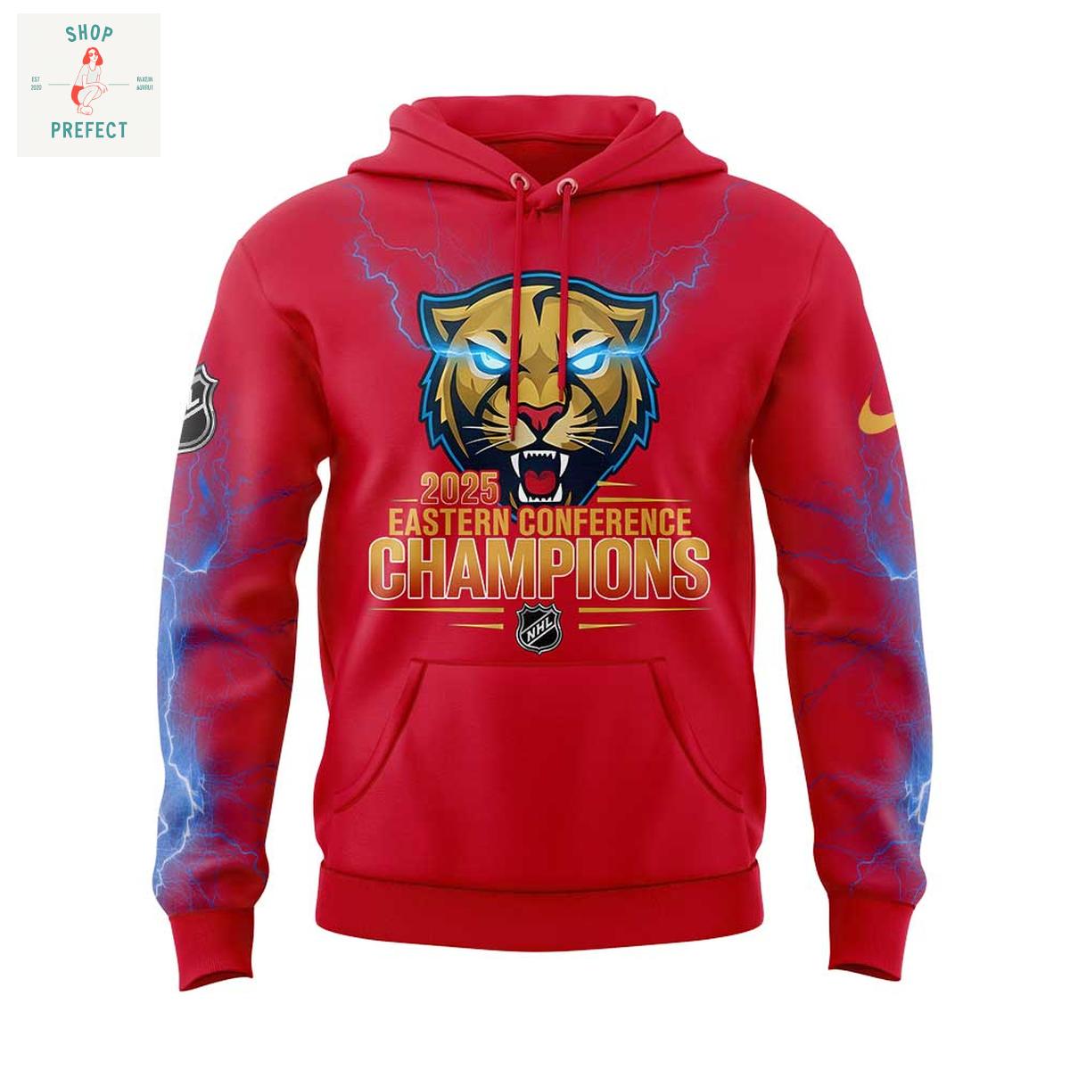 Florida Panthers Eastern Conference Champions 2025 Red Hoodie T Shirt Florida Panthers Eastern Conference Champions 2025 Red Hoodie T Shirt