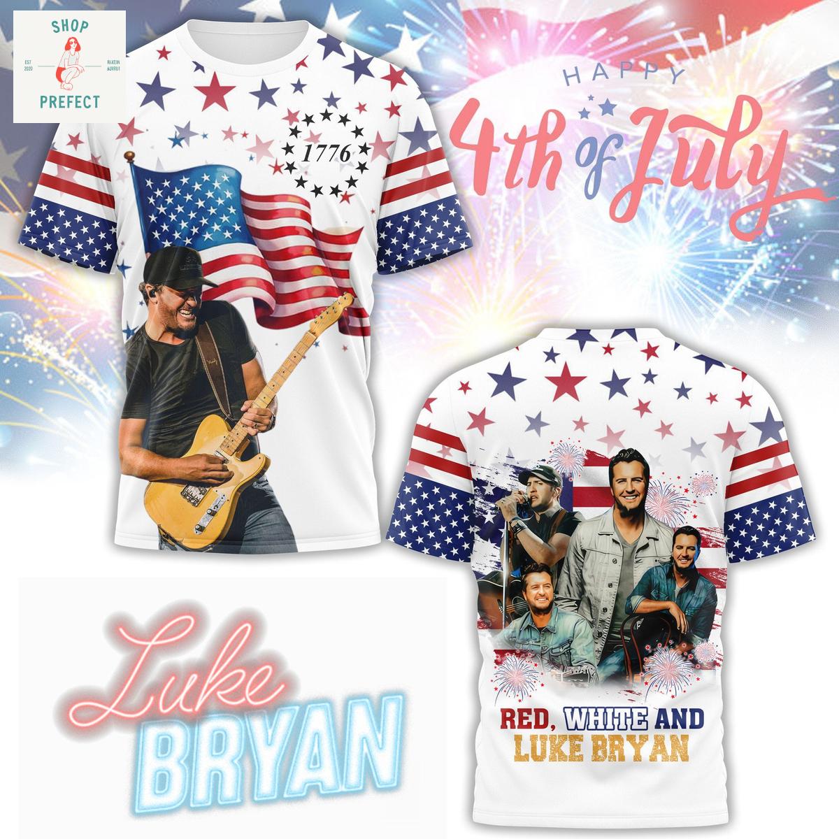 Happy 4th Of July Red White And Luke Bryan Hoodie T Shirt Happy 4th Of July Red White And Luke Bryan Hoodie T Shirt