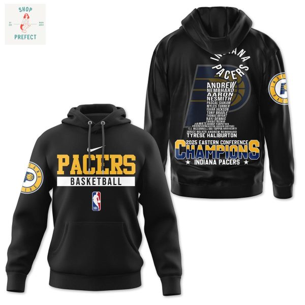 Indiana Pacers NBA Eastern Conference Champions 2025 Black Hoodie T Shirt