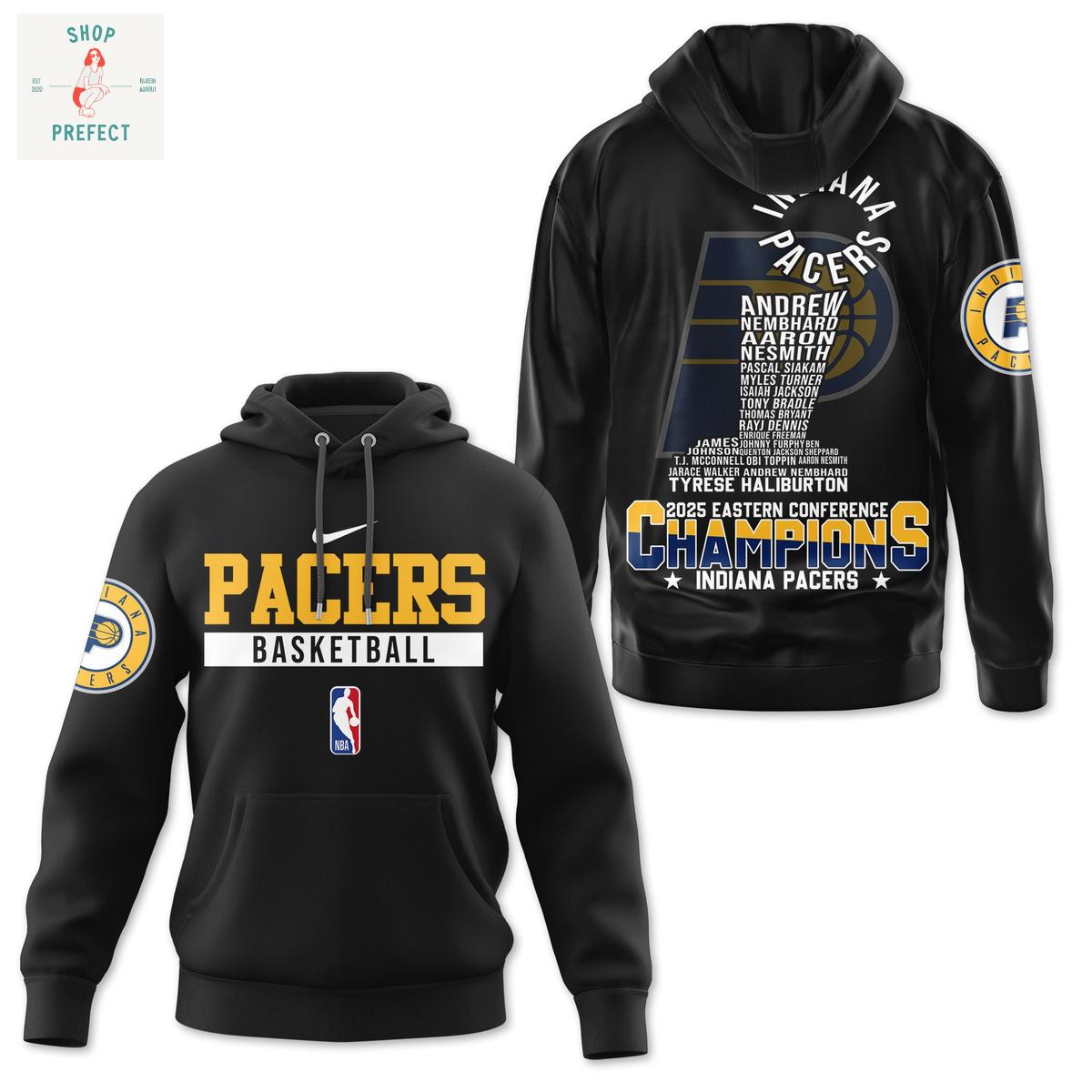 Indiana Pacers NBA Eastern Conference Champions 2025 Black Hoodie T Shirt Indiana Pacers NBA Eastern Conference Champions 2025 Black Hoodie T Shirt