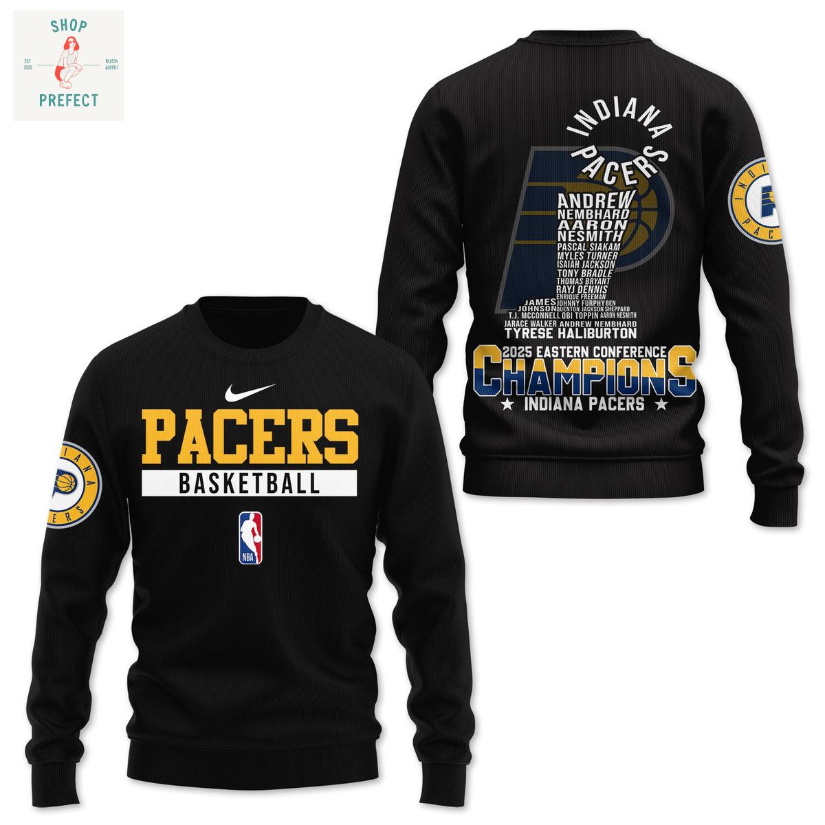 Indiana Pacers NBA Eastern Conference Champions 2025 Black Hoodie T Shirt Indiana Pacers NBA Eastern Conference Champions 2025 Black Hoodie T Shirt