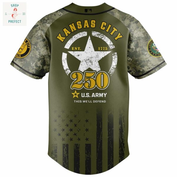 Kansas City Royals MLB US Army’s 250th Anniversary Baseball Jersey