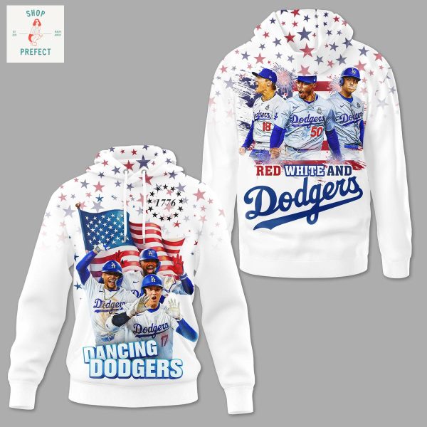 Los Angeles Dodgers Red White Happy 4th Of July Hoodie T Shirt