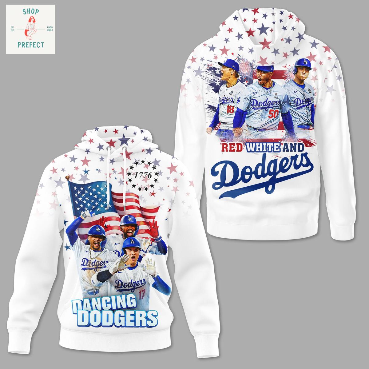Los Angeles Dodgers Red White Happy 4th Of July Hoodie T Shirt Los Angeles Dodgers Red White Happy 4th Of July Hoodie T Shirt