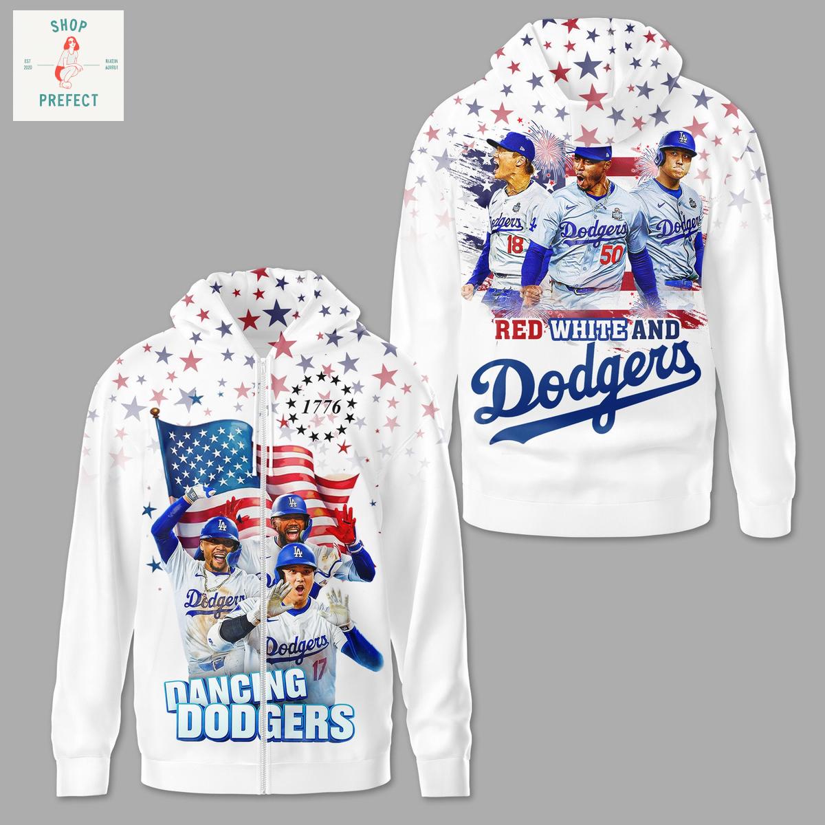 Los Angeles Dodgers Red White Happy 4th Of July Hoodie T Shirt Los Angeles Dodgers Red White Happy 4th Of July Hoodie T Shirt