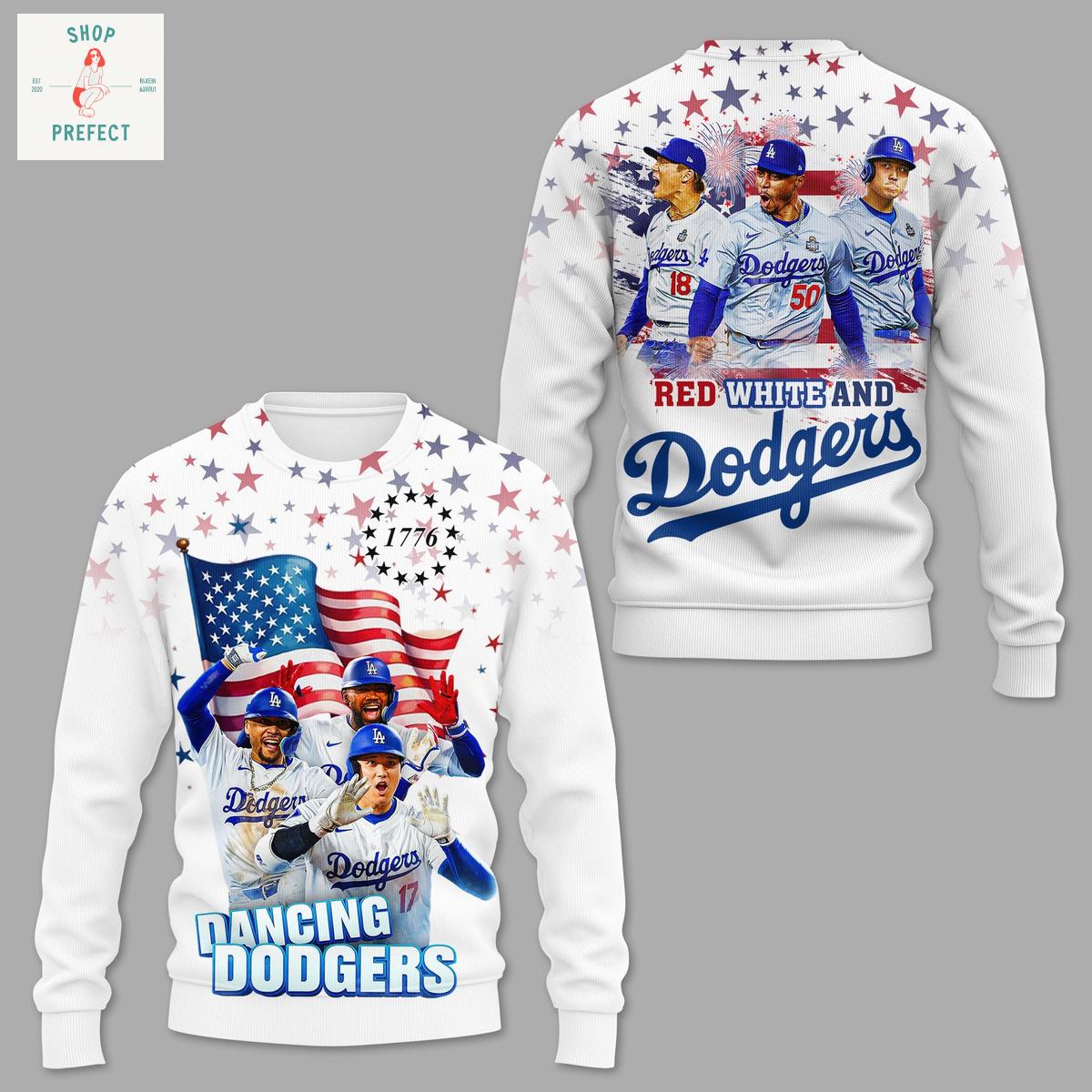 Los Angeles Dodgers Red White Happy 4th Of July Hoodie T Shirt Los Angeles Dodgers Red White Happy 4th Of July Hoodie T Shirt