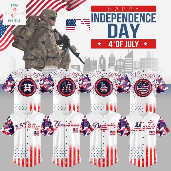 MLB Team 4th Of July Military Personalized Baseball Jersey