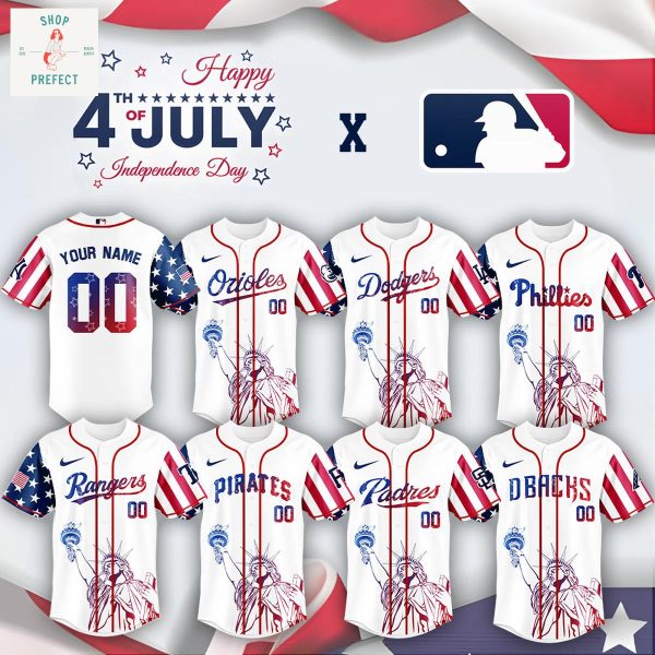 MLB Team 4th Of July USA Personalized Baseball Jersey