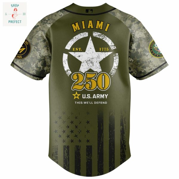 Miami Marlins MLB US Army’s 250th Anniversary Baseball Jersey