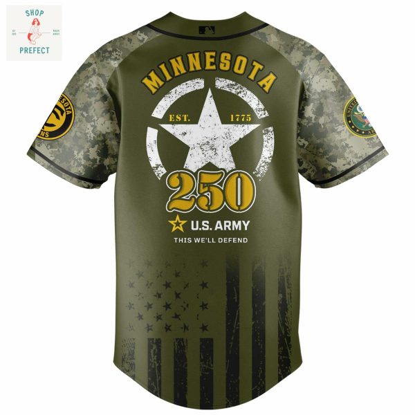 Minnesota Twins MLB US Army’s 250th Anniversary Baseball Jersey