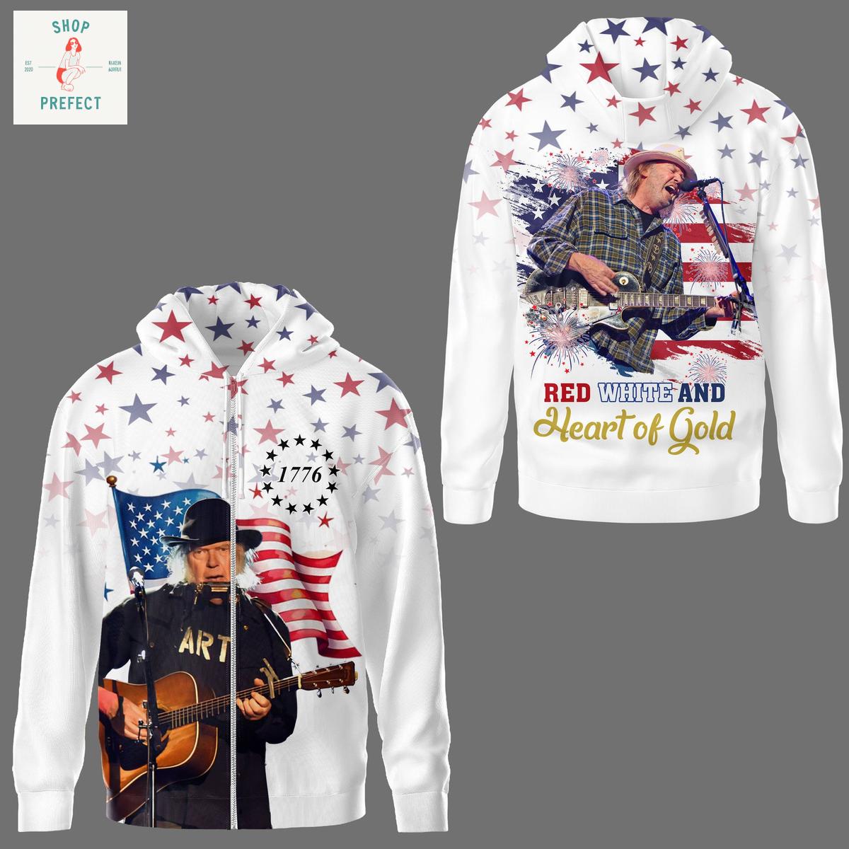 Neil Young Heart Of Gold Happy 4th Of July Hoodie T Shirt Neil Young Heart Of Gold Happy 4th Of July Hoodie T Shirt
