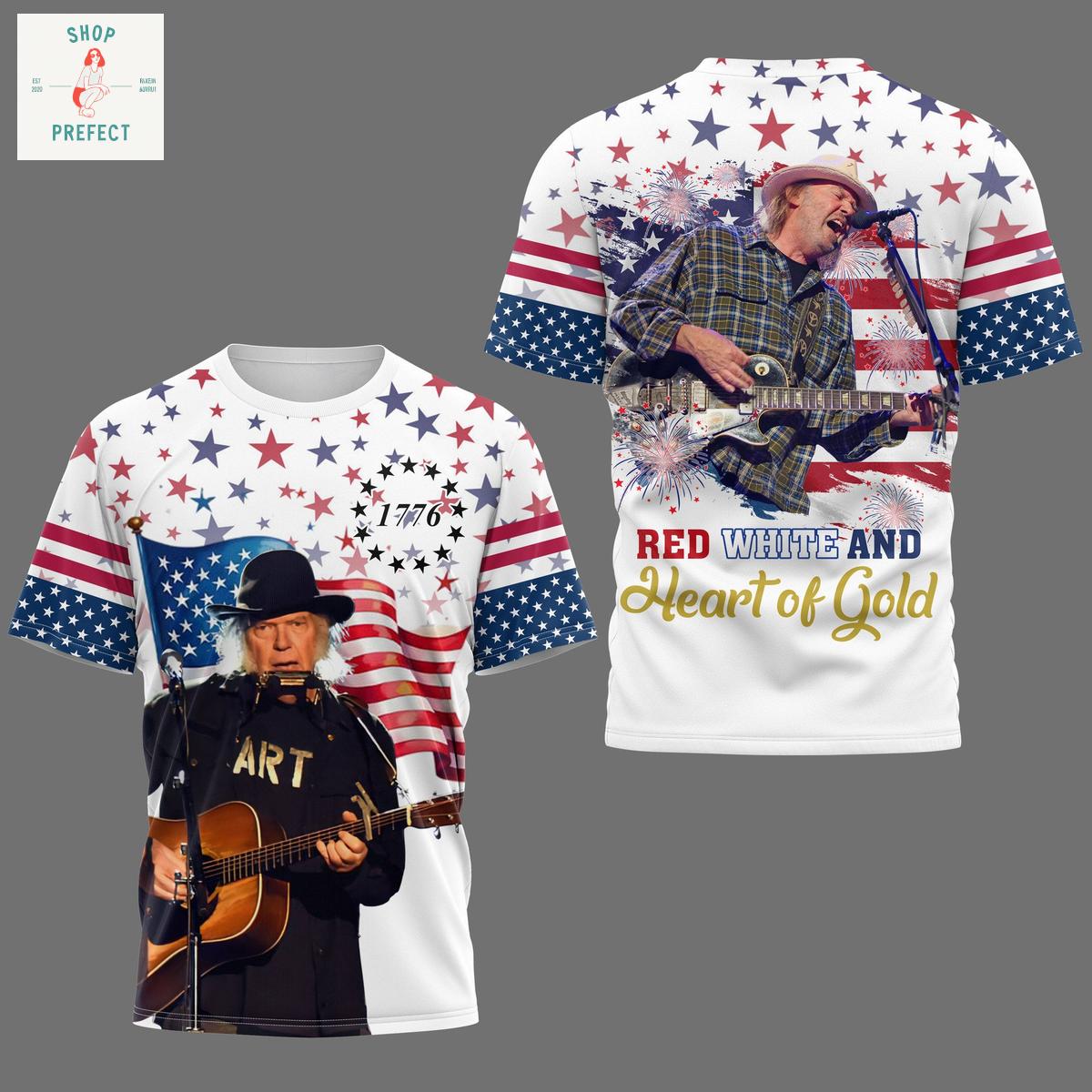 Neil Young Heart Of Gold Happy 4th Of July Hoodie T Shirt Neil Young Heart Of Gold Happy 4th Of July Hoodie T Shirt