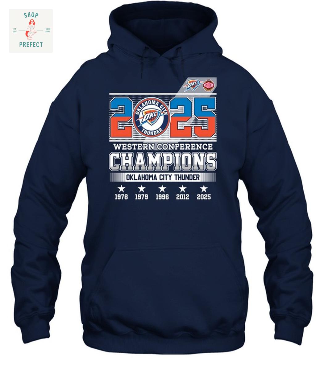 Oklahoma City Thunder 2025 Western Conference Champions T Shirt Oklahoma City Thunder 2025 Western Conference Champions T Shirt