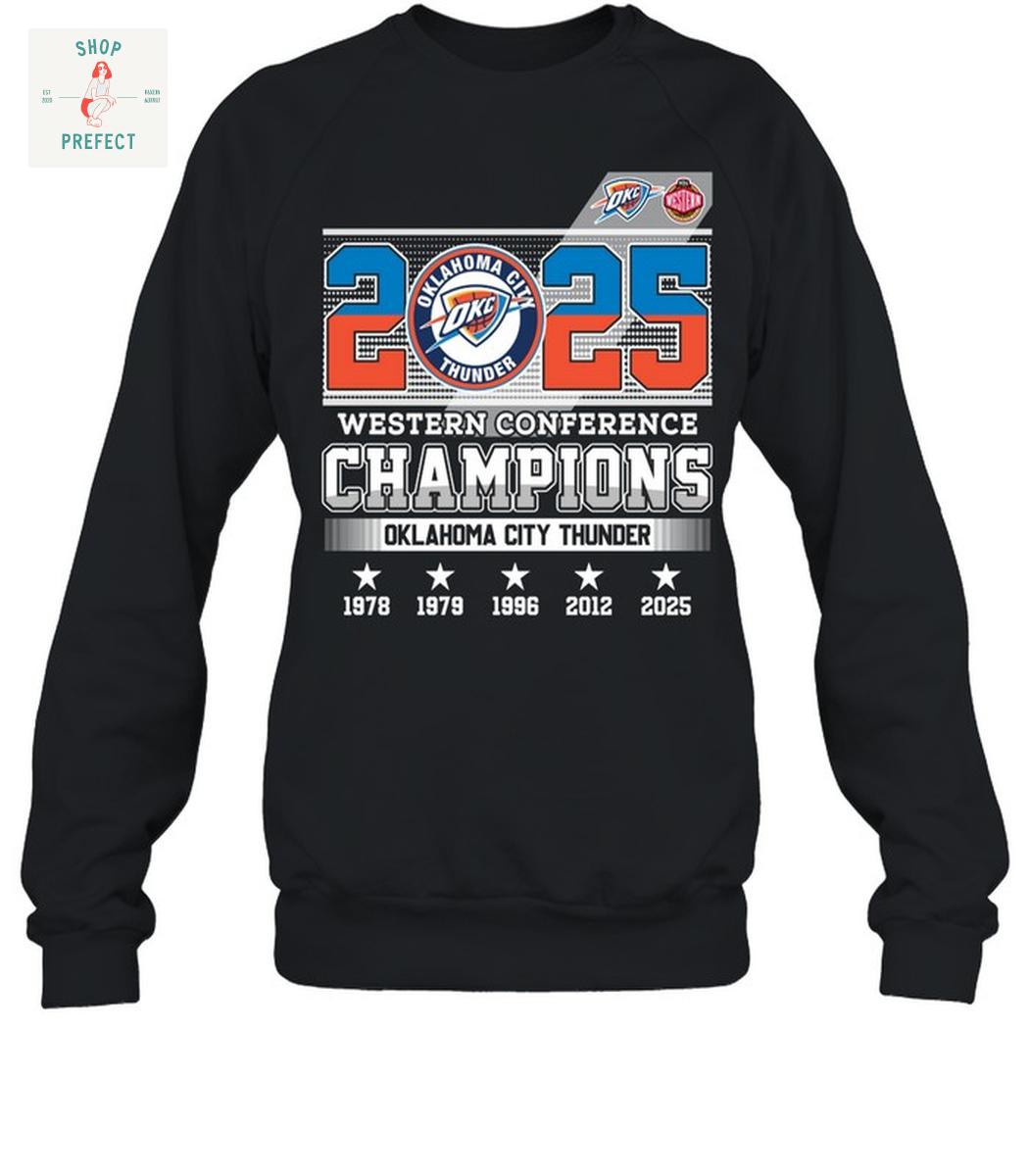Oklahoma City Thunder 2025 Western Conference Champions T Shirt Oklahoma City Thunder 2025 Western Conference Champions T Shirt