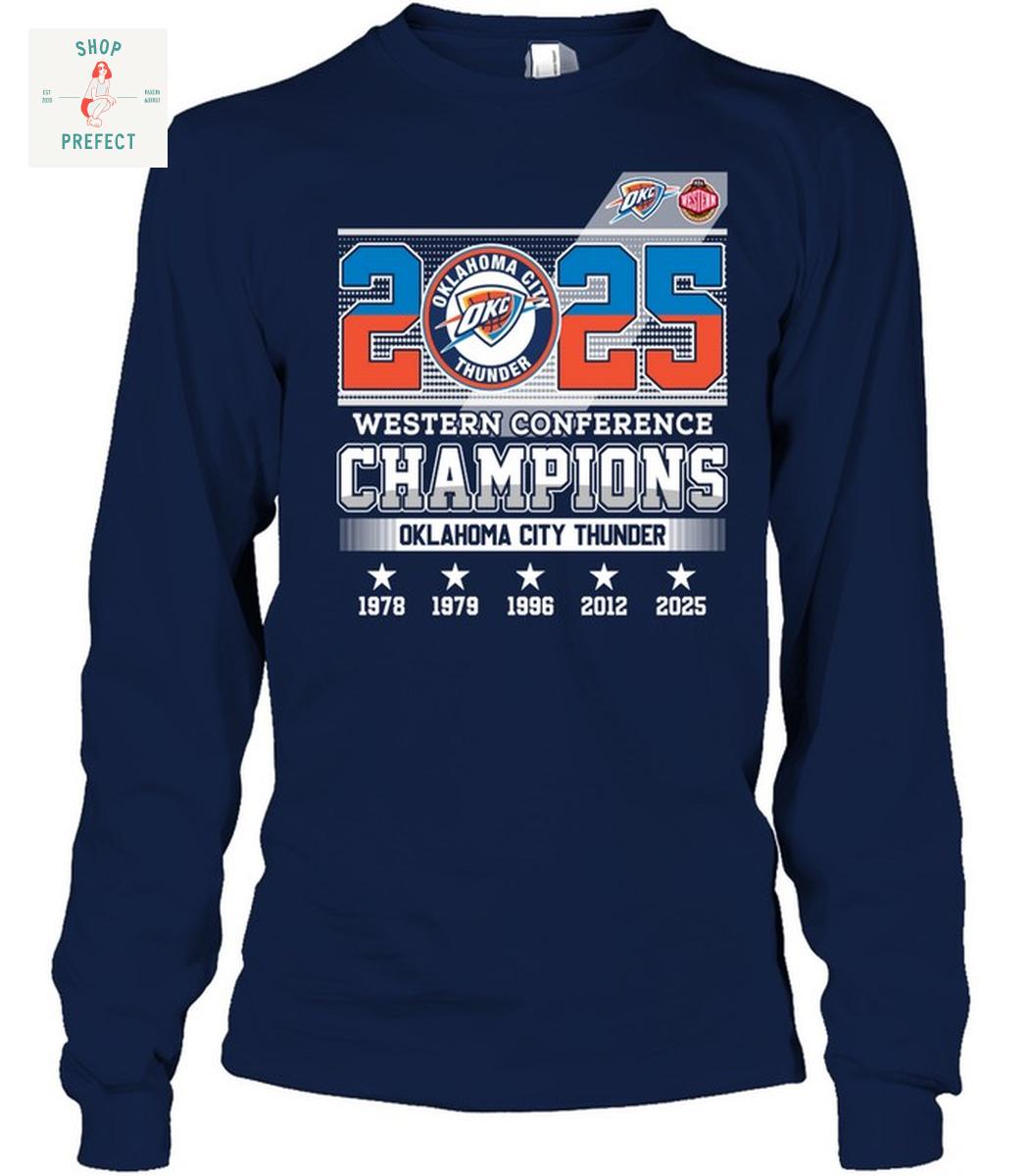 Oklahoma City Thunder 2025 Western Conference Champions T Shirt Oklahoma City Thunder 2025 Western Conference Champions T Shirt