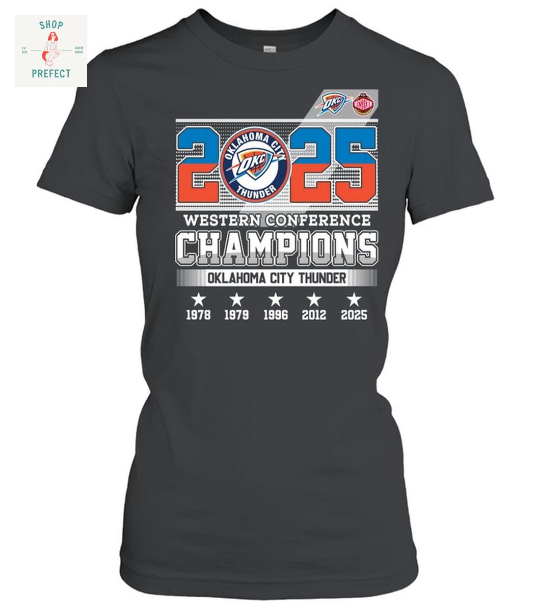 Oklahoma City Thunder 2025 Western Conference Champions T Shirt Oklahoma City Thunder 2025 Western Conference Champions T Shirt