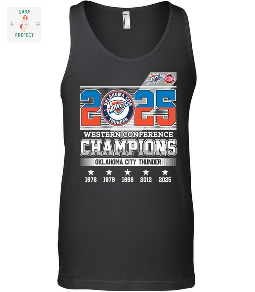 Oklahoma City Thunder 2025 Western Conference Champions T Shirt Oklahoma City Thunder 2025 Western Conference Champions T Shirt