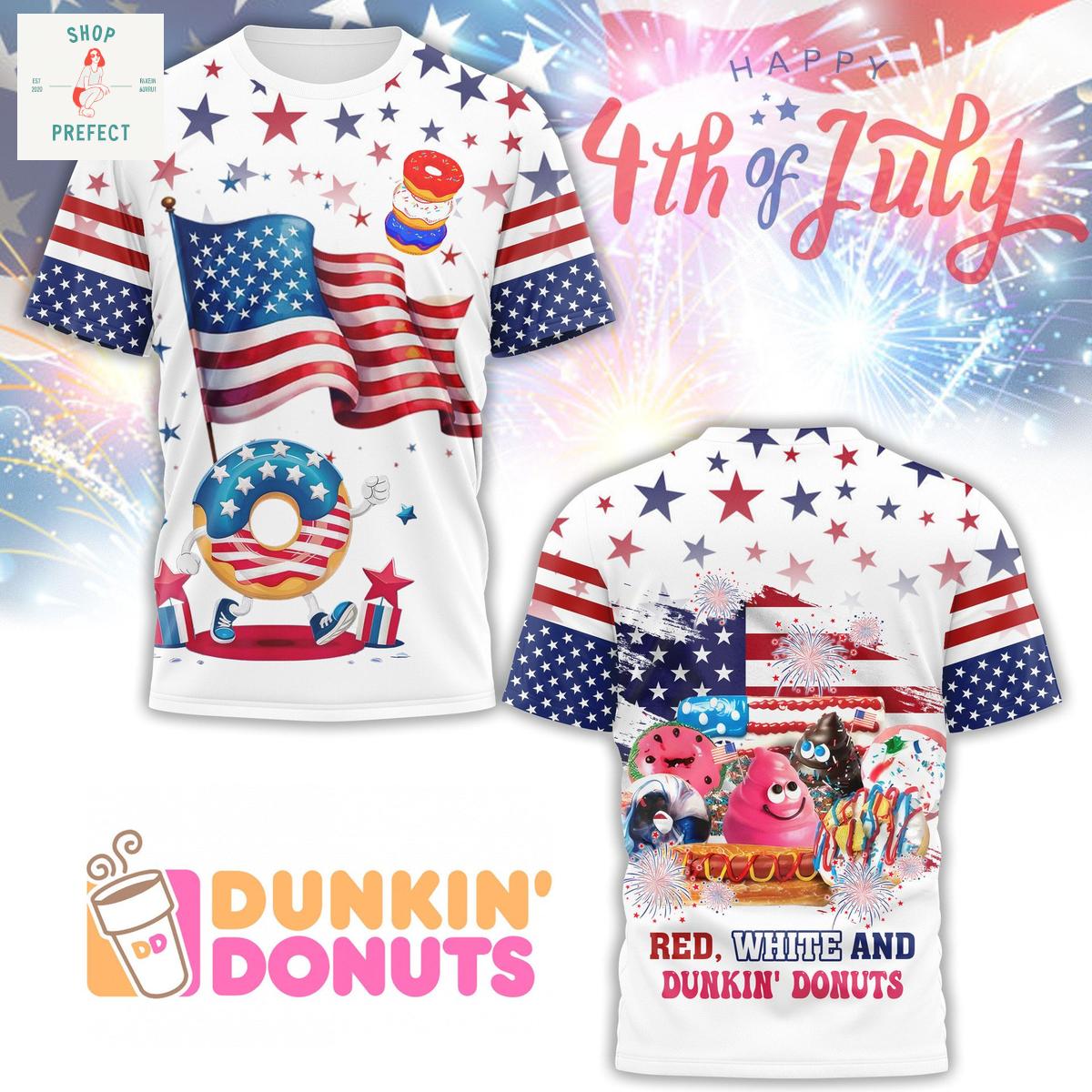 Red White And Dunkin Donuts Happy 4th Of July Hoodie T Shirt Red White And Dunkin Donuts Happy 4th Of July Hoodie T Shirt