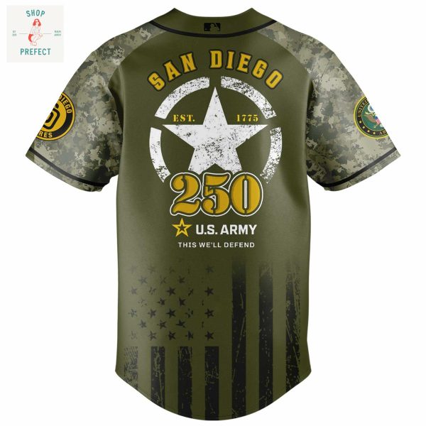 San Diego Padres MLB US Army’s 250th Anniversary Baseball Jersey
