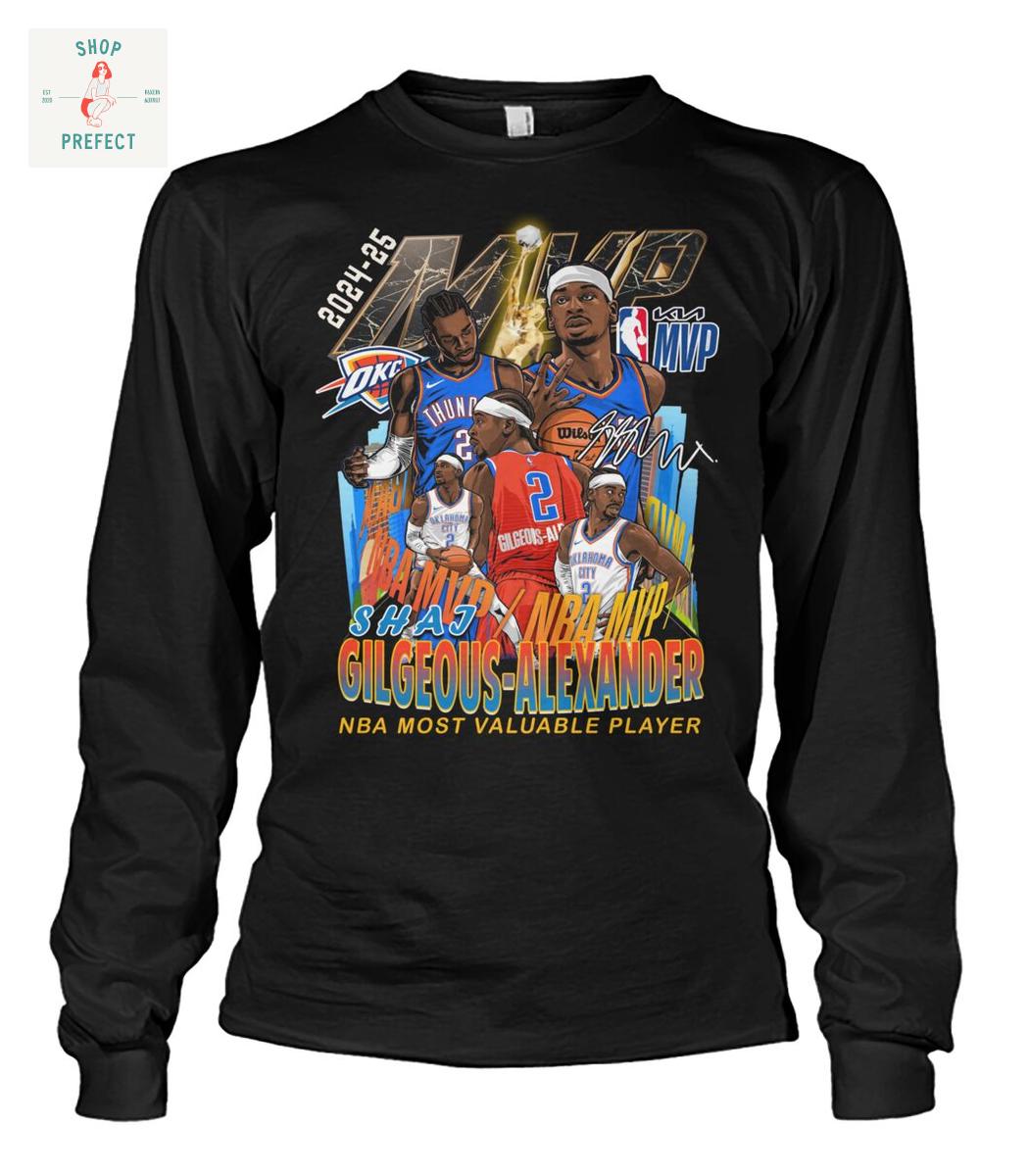 Shai Gilgeous Alexander NBA Most Valuable Player 2025 T Shirt Shai Gilgeous Alexander NBA Most Valuable Player 2025 T Shirt