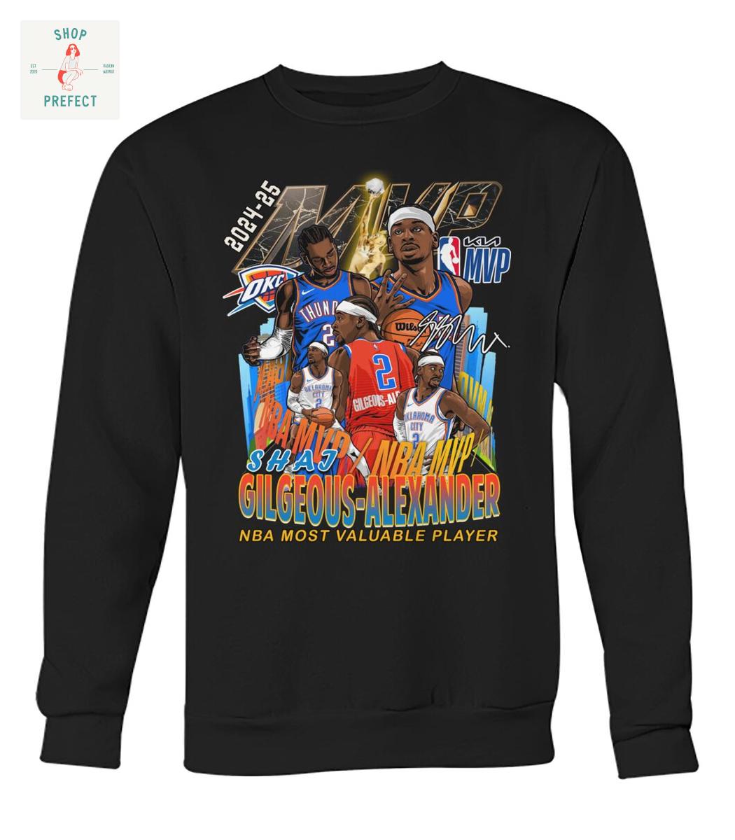 Shai Gilgeous Alexander NBA Most Valuable Player 2025 T Shirt Shai Gilgeous Alexander NBA Most Valuable Player 2025 T Shirt