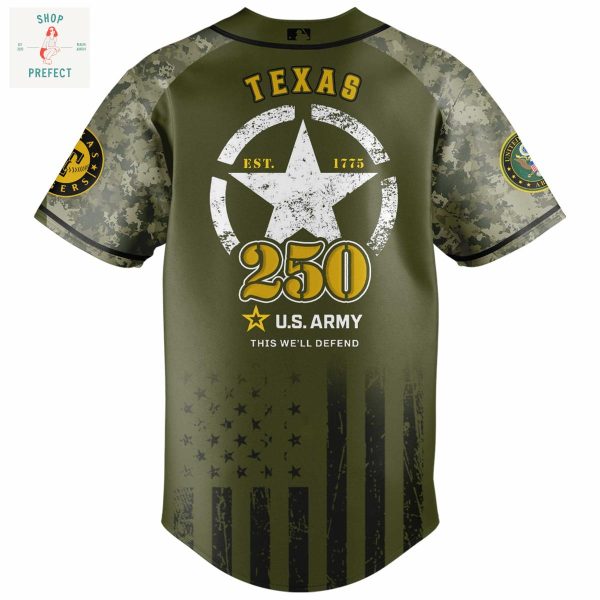 Texas Rangers MLB US Army’s 250th Anniversary Baseball Jersey