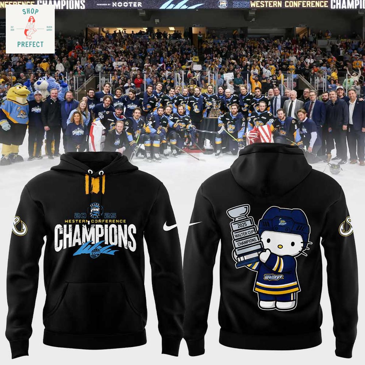 Toledo Walleye Hello Kitty Western Conference Champions Hoodie T Shirt Toledo Walleye Hello Kitty Western Conference Champions Hoodie T Shirt