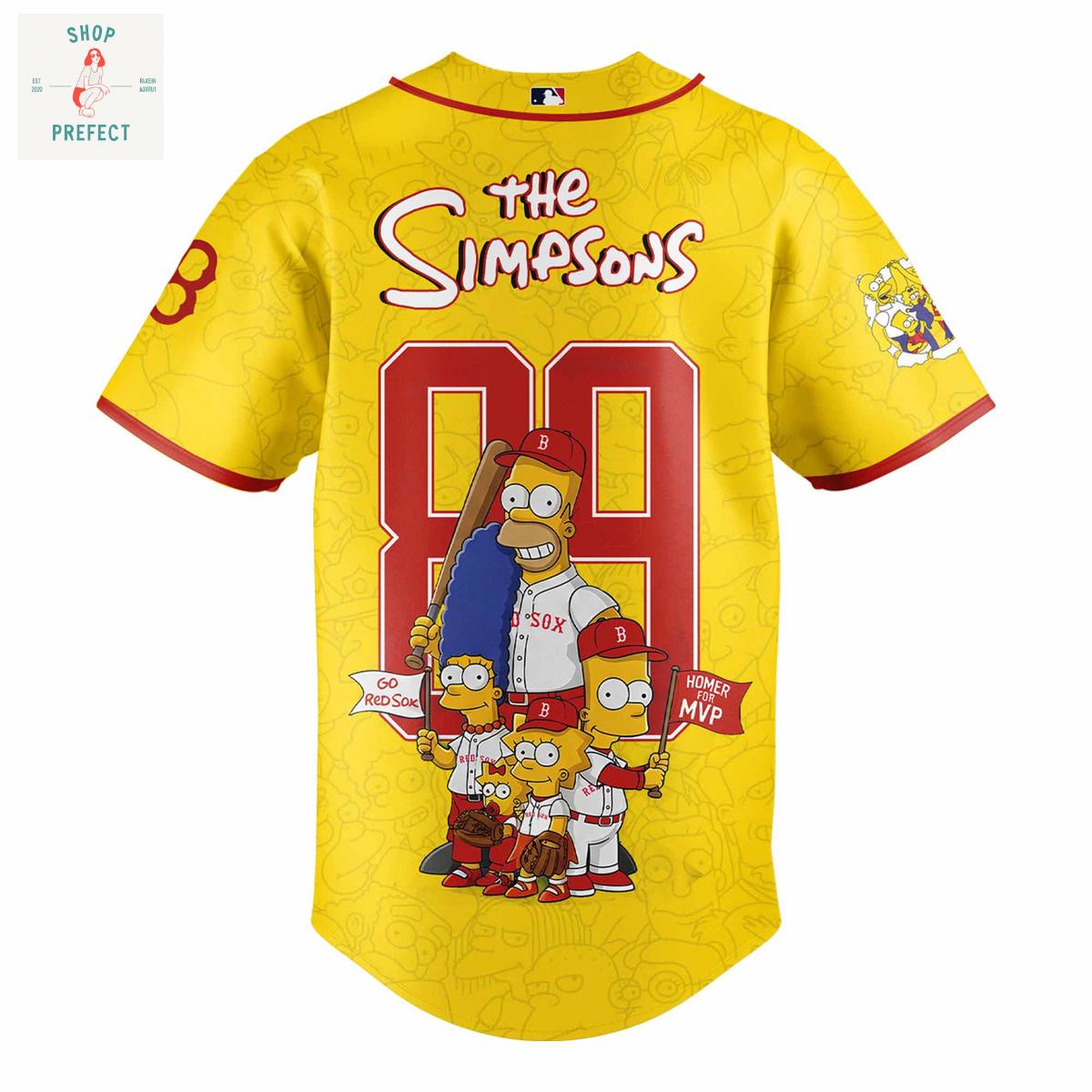 Boston Red Sox x The Simpsons Go Red Sox Baseball Jersey Boston Red Sox x The Simpsons Go Red Sox Baseball Jersey