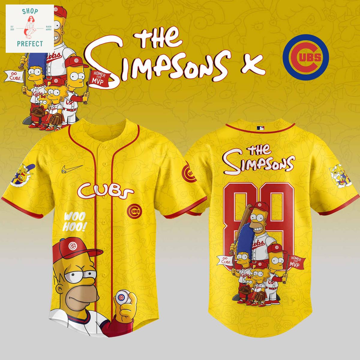 Chicago Cubs x The Simpsons Go Cubs Baseball Jersey Chicago Cubs x The Simpsons Go Cubs Baseball Jersey