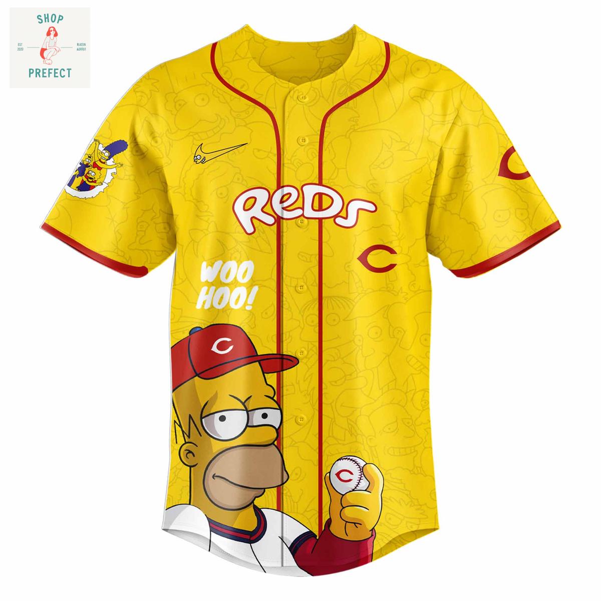 Cincinnati Reds x The Simpsons Go Reds Baseball Jersey Cincinnati Reds x The Simpsons Go Reds Baseball Jersey