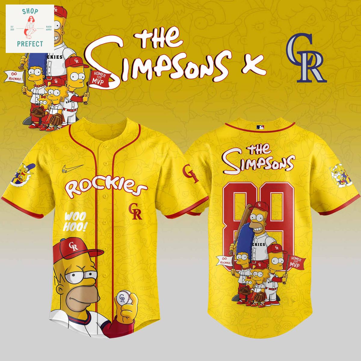 Colorado Rockies x The Simpsons Go Rockies Baseball Jersey Colorado Rockies x The Simpsons Go Rockies Baseball Jersey