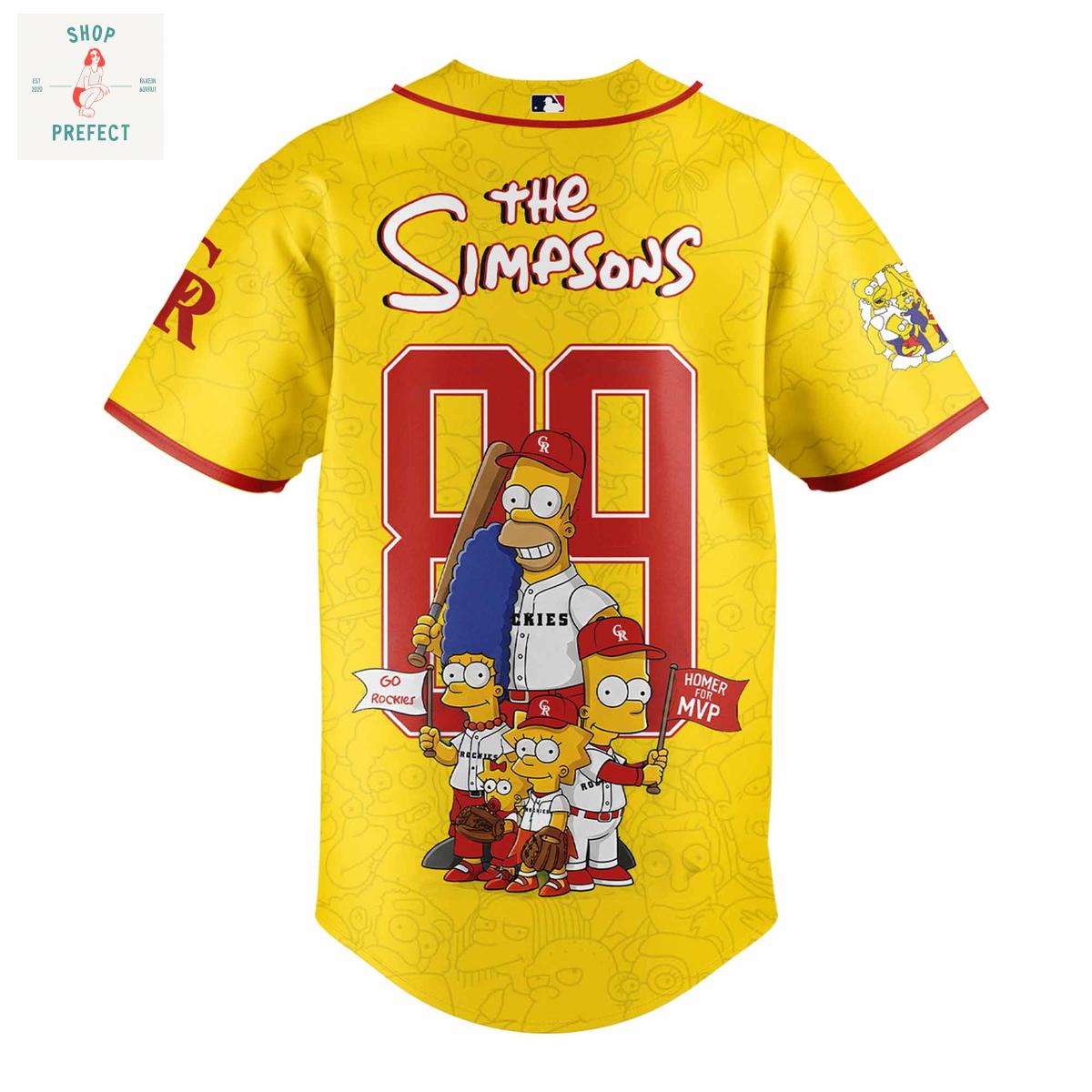 Colorado Rockies x The Simpsons Go Rockies Baseball Jersey Colorado Rockies x The Simpsons Go Rockies Baseball Jersey